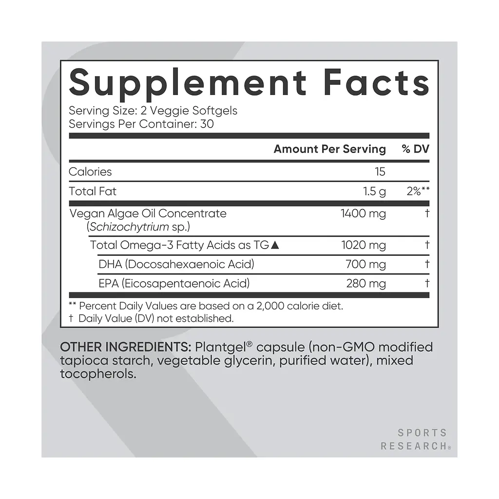 Веганська Омега-3 Sport Research Vegan Omega-3 1400 мг 60 softgels - фото 2