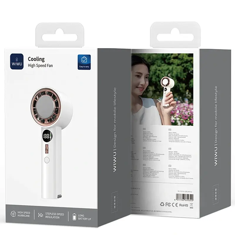 Портативний вентилятор FS016 Cooling High Speed ​​3000 mAh White Wiwu teh0029494 - фото 2