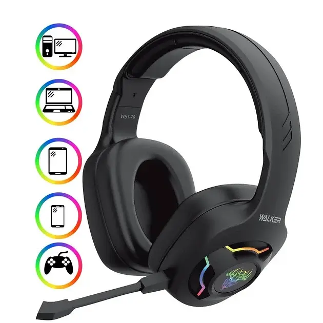 Навушники Bluetooth Stereo Walker WBT-79 RGB black UA - фото 3