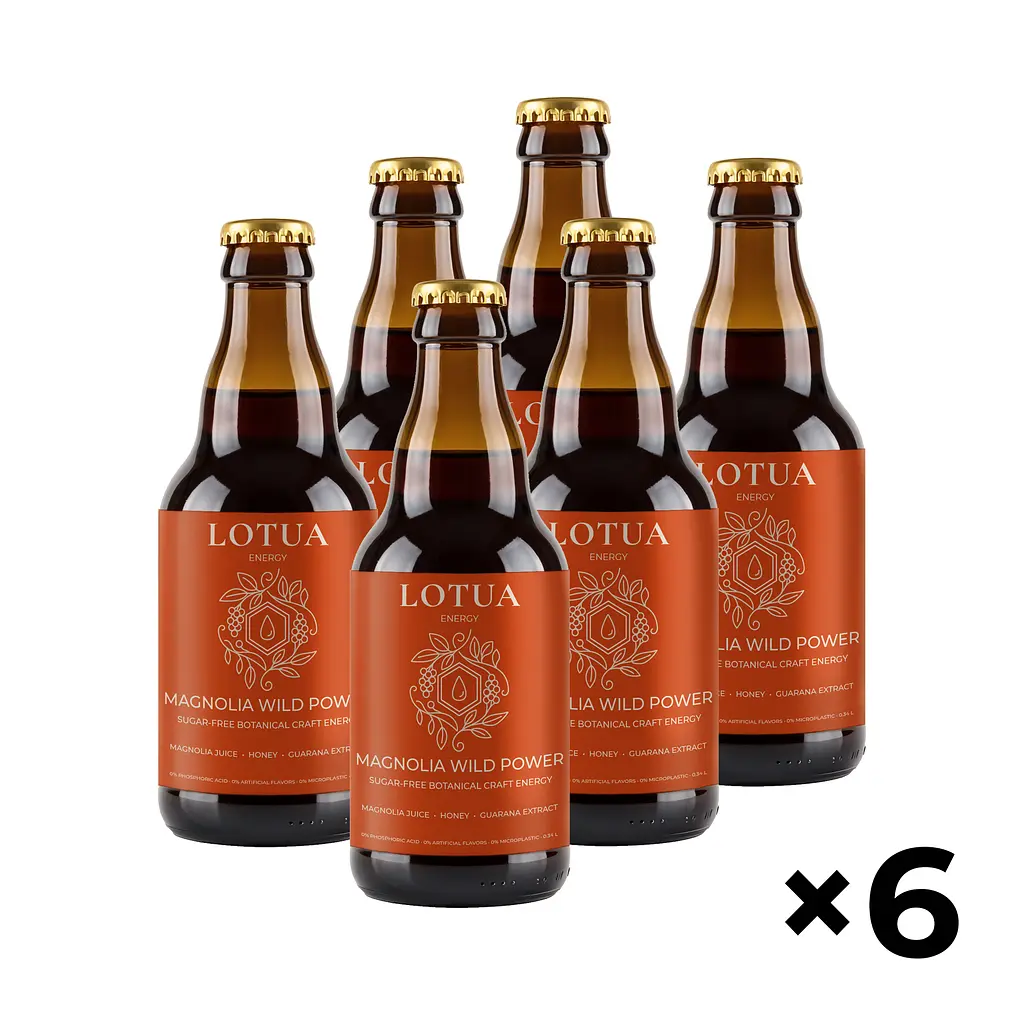 Крафтовий напій сильногазований без цукру "LOTUA ENERGY. MAGNOLIA WILD POWER", 6 шт. 340 мл