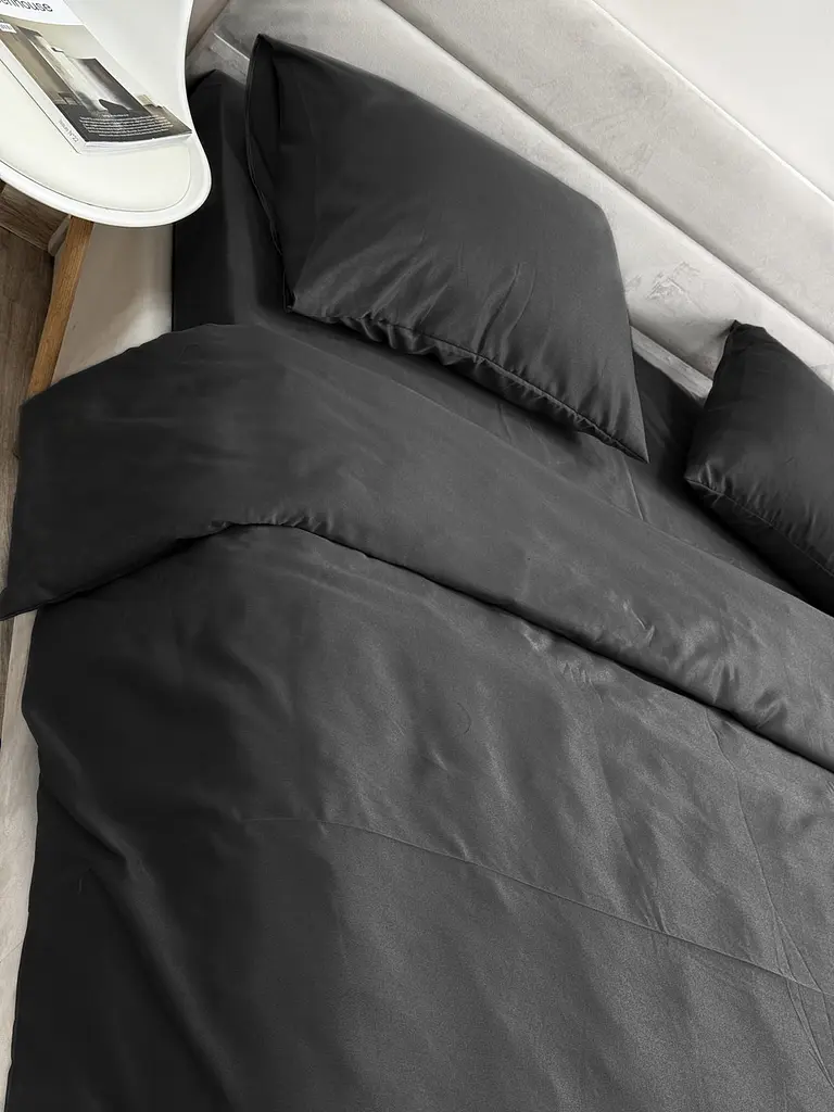 Комплект постільної білизни Ecotton Євро 210х220 см однотонний чорний Black (25187) - фото 3