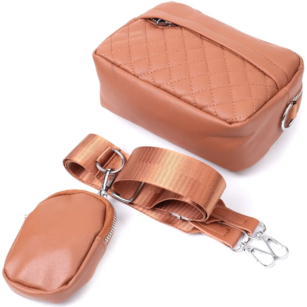 Жіноча сумка крос-боді з монетницею з екошкіри Vintage 22795 руда - фото 9
