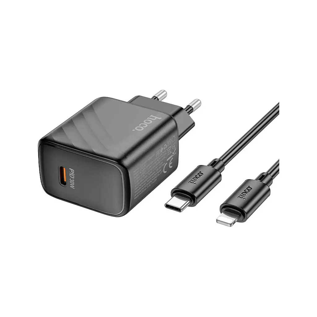Зарядний пристрій HOCO CS22A Value USB-C PD 30 Вт + кабель USB-C — Lightning чорний (6942007609920) - фото 4