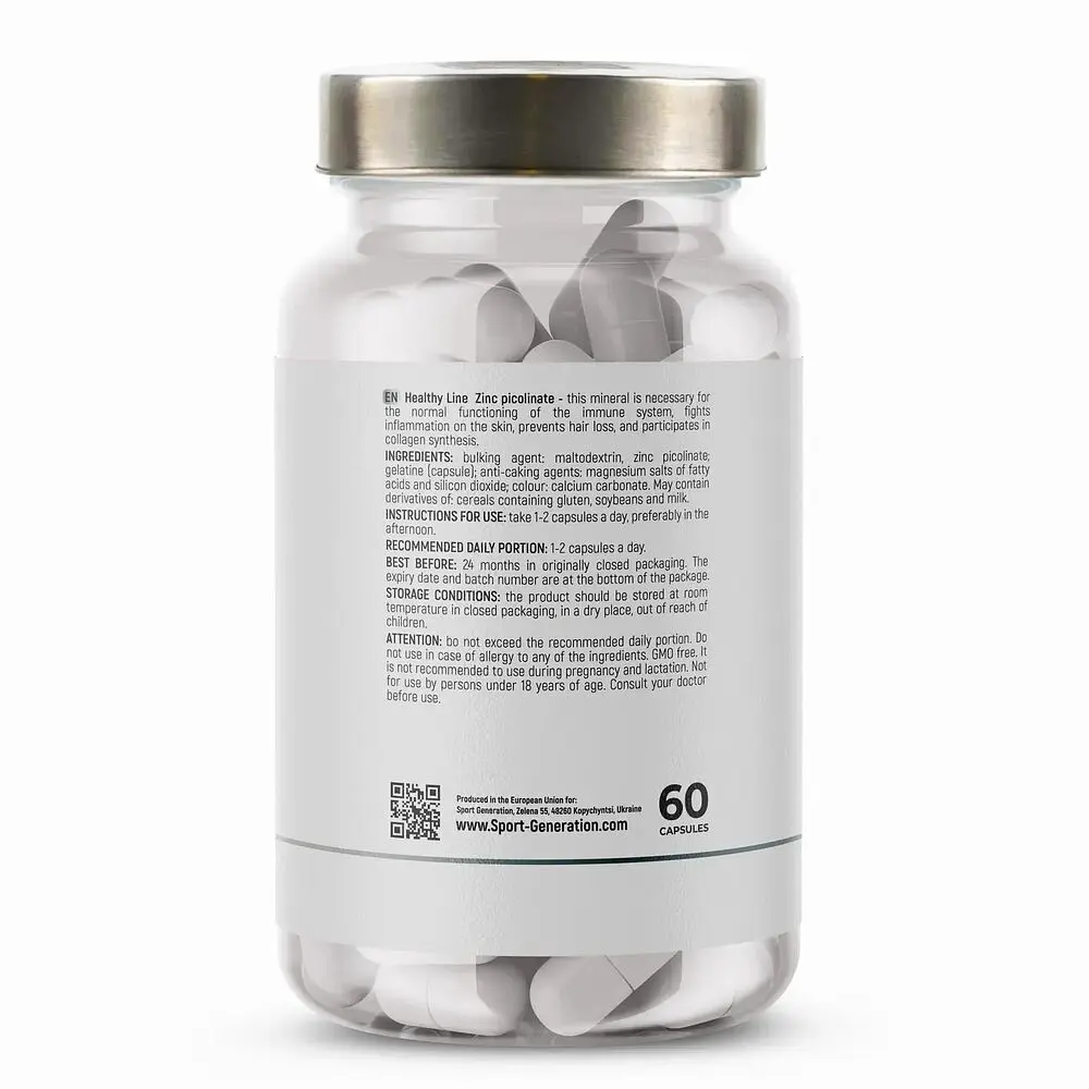 Піколінат цинку Sport Generation Healthy Line Zinc Picolinate 60 капсул - фото 3