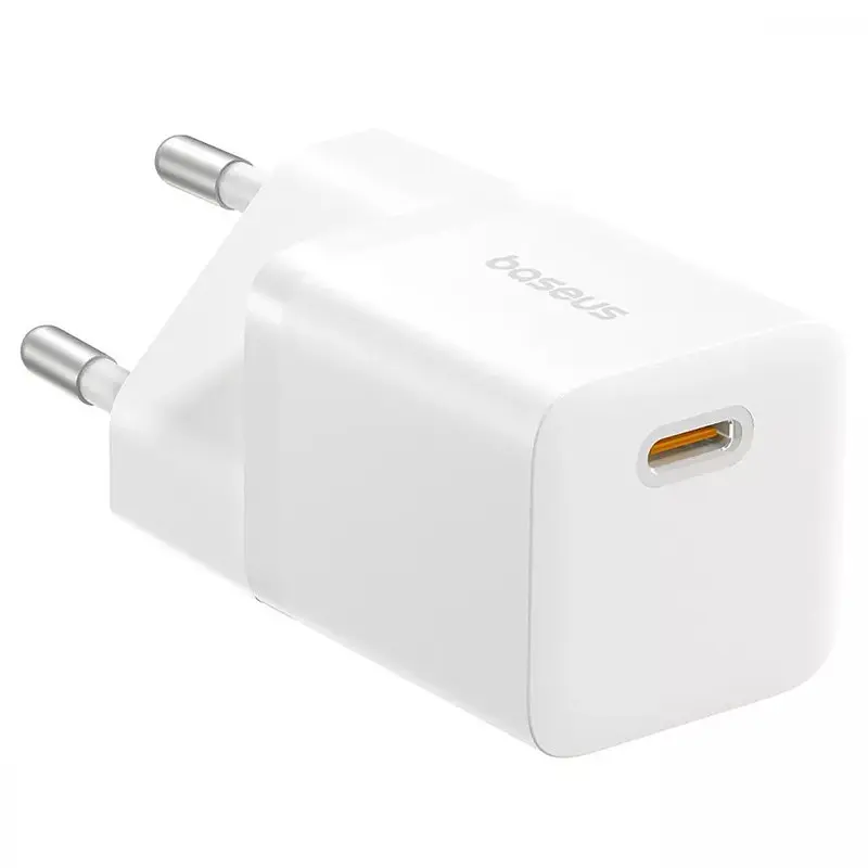 МЗП Baseus GaN5 Fast Charger (mini) PD20W (1USB-C) + кабель Type-C to Type-C (P10110900113) Moon White - фото 3