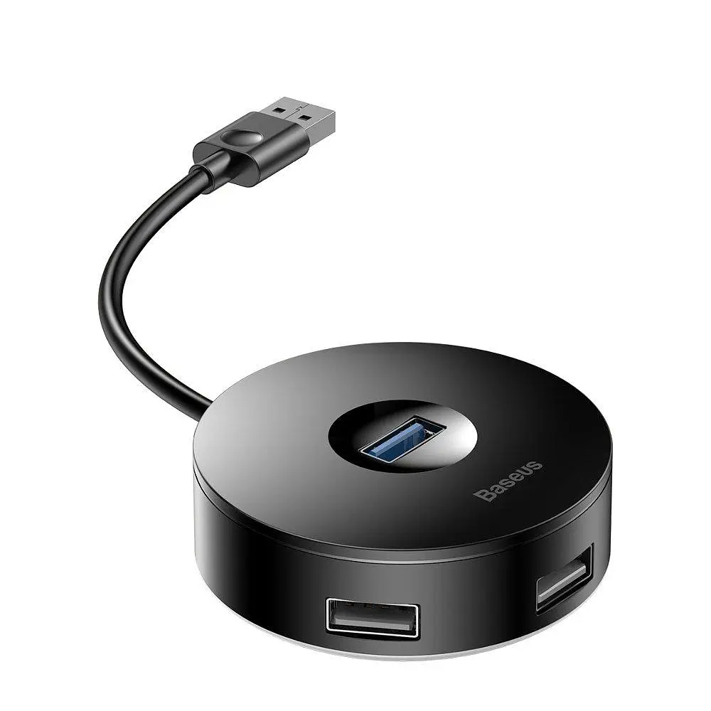 USB-хаб Baseus Round Box USB to USB 3.0 + 3 USB 2.0 чорний (CAHUB-F01)