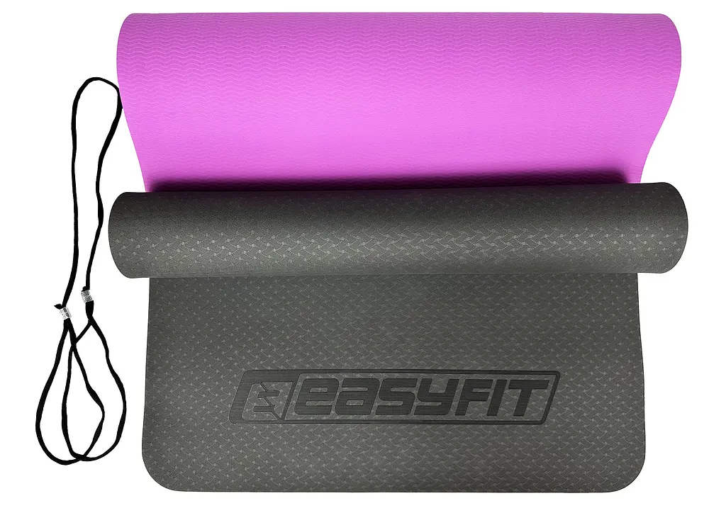 Килимок для йоги та фітнесу EasyFit TPE+TC 6мм двошаровий чорний-фіолетовий (EF-1924-BV) - фото 7