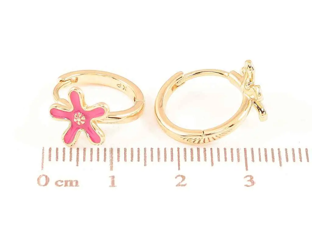 Сережки Xuping Позолота 18K колечка "Квіточки з рожевою емаллю" 270772 - фото 2