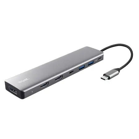 Адаптер Trust Dalyx 7in1 USB-C > 2xUSB-А 3.2/2xUSB-С/2xHDMI/Display Port, Алюминий, 0.16м, Серый teh0018492 - фото 2
