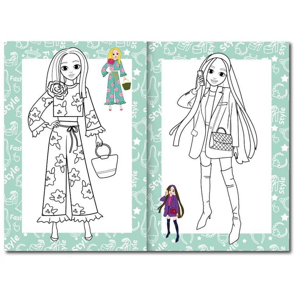 Книжка раскраска "Модницы" Апельсин РМ-48-36 с цветными подсказками - фото 2