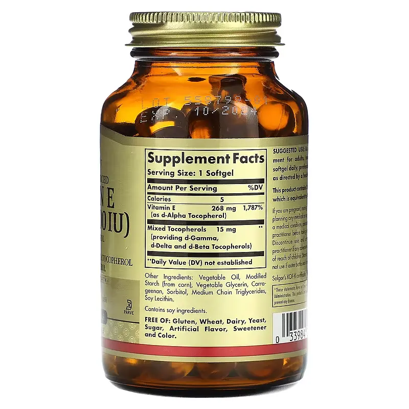 Вітамін Е зі Змішаними Токоферолами Vitamin E (400 МО) 268 мг - 100 софтгель - фото 2