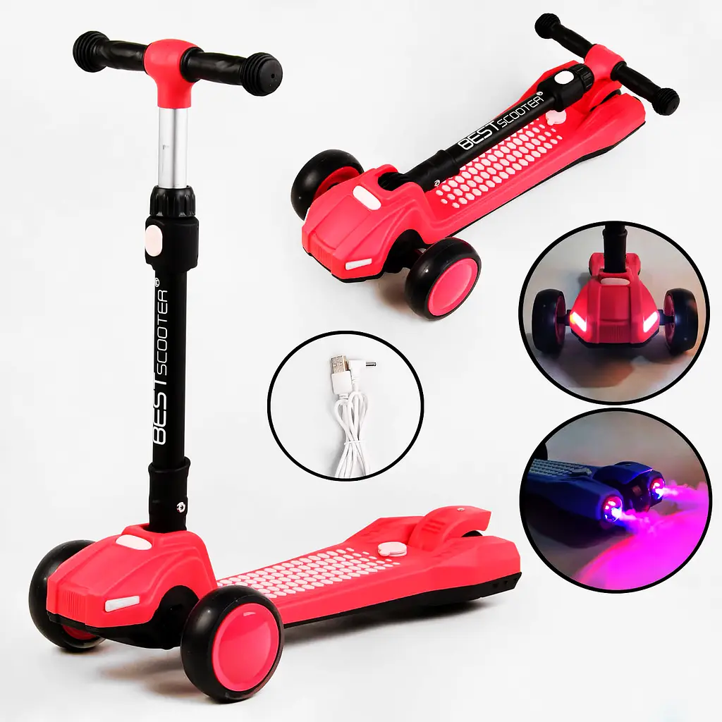 Самокат Best Scooter 60х16х67-79 см Червоний 000231316 - фото 2