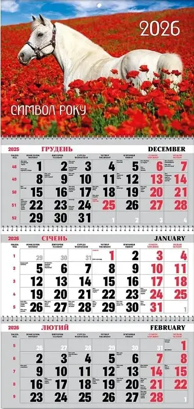 Календар квартальний на трьох пружинах Арт.BG3 26-02