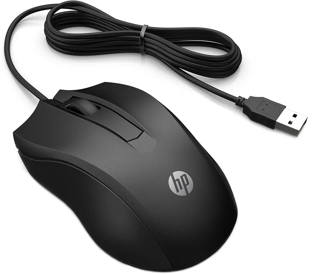Мишка дротовий HP 100 USB, чорний - фото 2