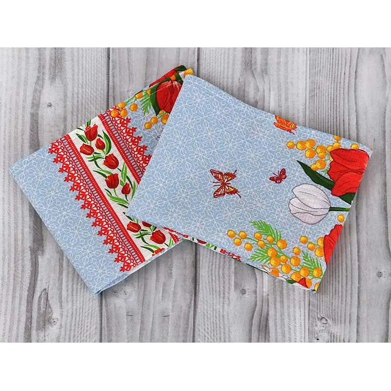 Набор полотенец кухонных Руно 70х35 см 3 шт. разноцветный (707_Весняні квіти_1) - фото 5