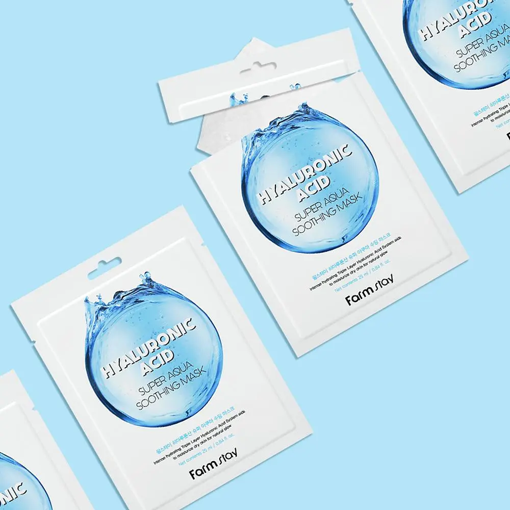 Набір масок для обличчя FarmStay Hyaluronic Acid Super Aqua Soothing Mask 10 шт. - фото 4