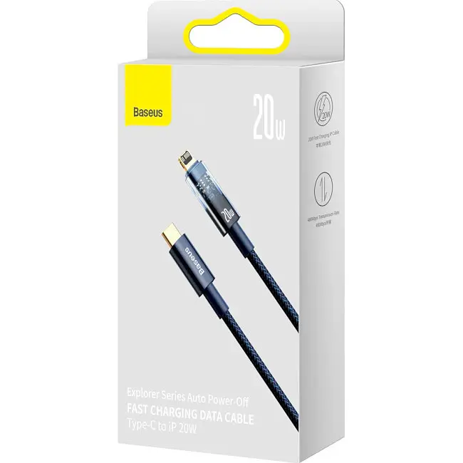 Кабель Baseus Explorer Series Auto Power-Off Fast Charging Cable Type-C to Lightning 20W 2m CATS000103 Blue - фото 6