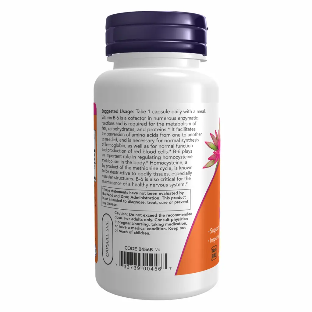 Вітамін B6 100 мг Now Foods (B-6) - 250 веганських капсул - фото 3