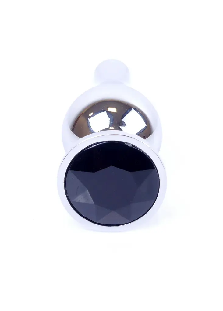 Анальна пробка - Jewellery Silver Long Plug Black - фото 3