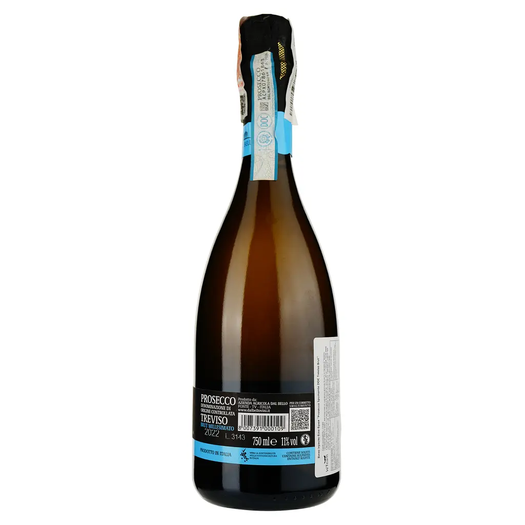 Вино ігристе Dal Bello Prosecco Treviso Brut, 11%, 0,75 л (8000009048448) - фото 2