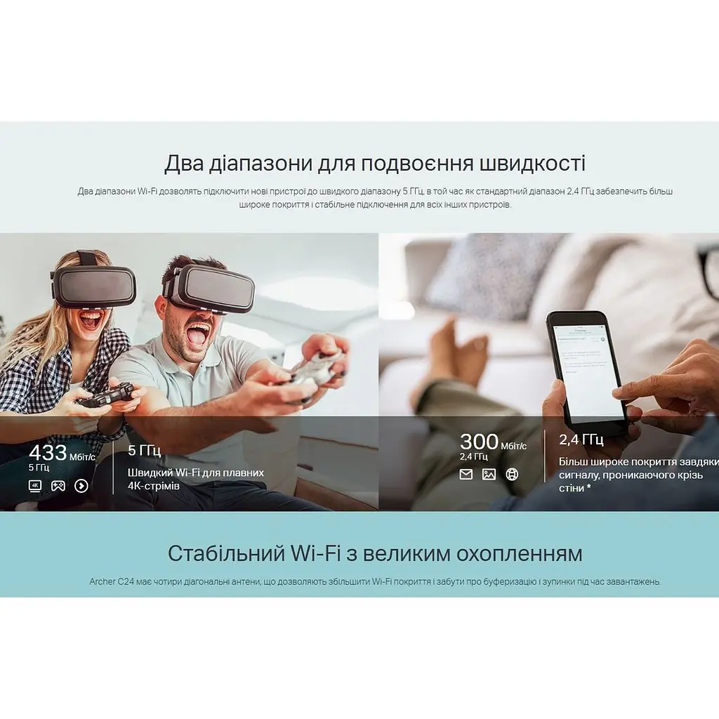 WI-FI роутер маршрутизатор TP-Link C-24 ARCHER AC750 2.4 ГГц, 5 ГГц, Wi-Fi 5, 433Мбіт/с - фото 8