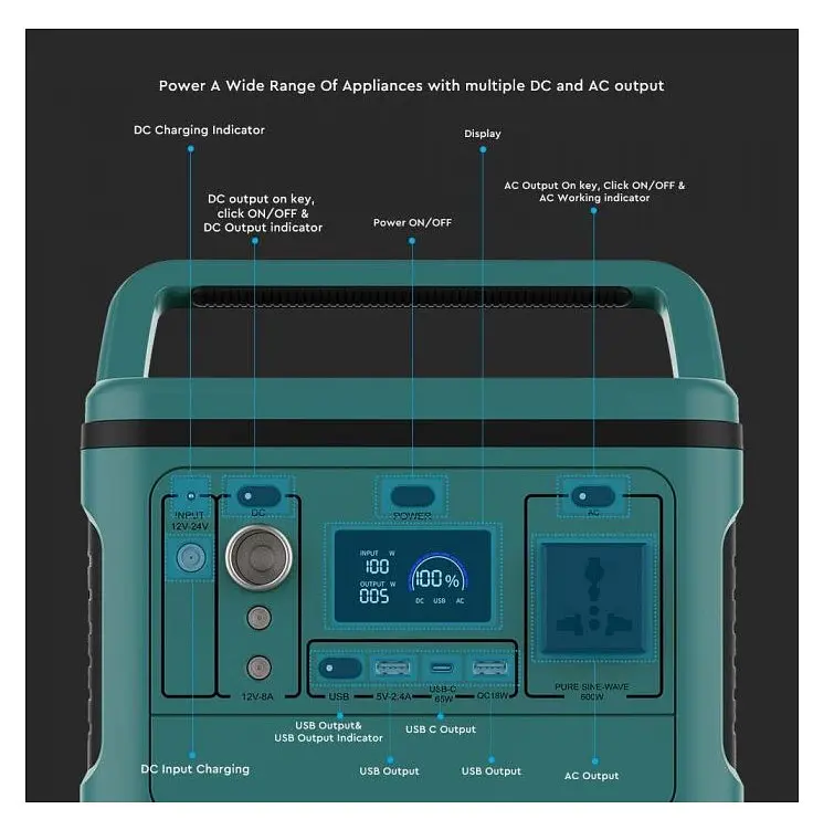 Портативная зарядная станция V-TAC VT606 230В 500W, 26,2Ah 568Wh - фото 8