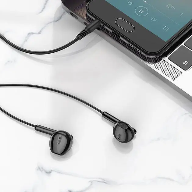 Проводные наушники Hoco M123  Glory universal earphones with microphone, 3.5mm, 1.2m, black - фото 5