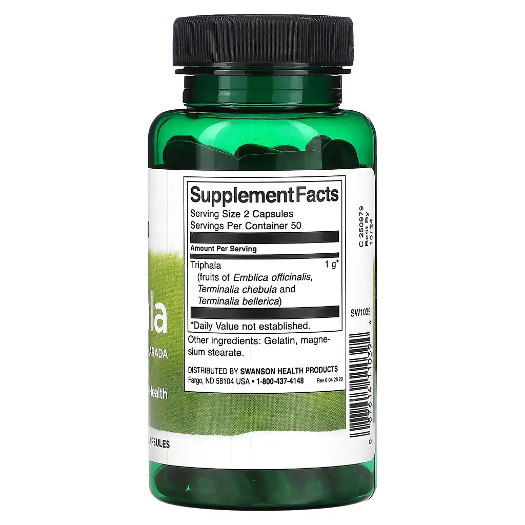 Трифала з Амлою, Бібхітакі й Міробаланом Triphala 500 мг - 100 капсул - фото 2
