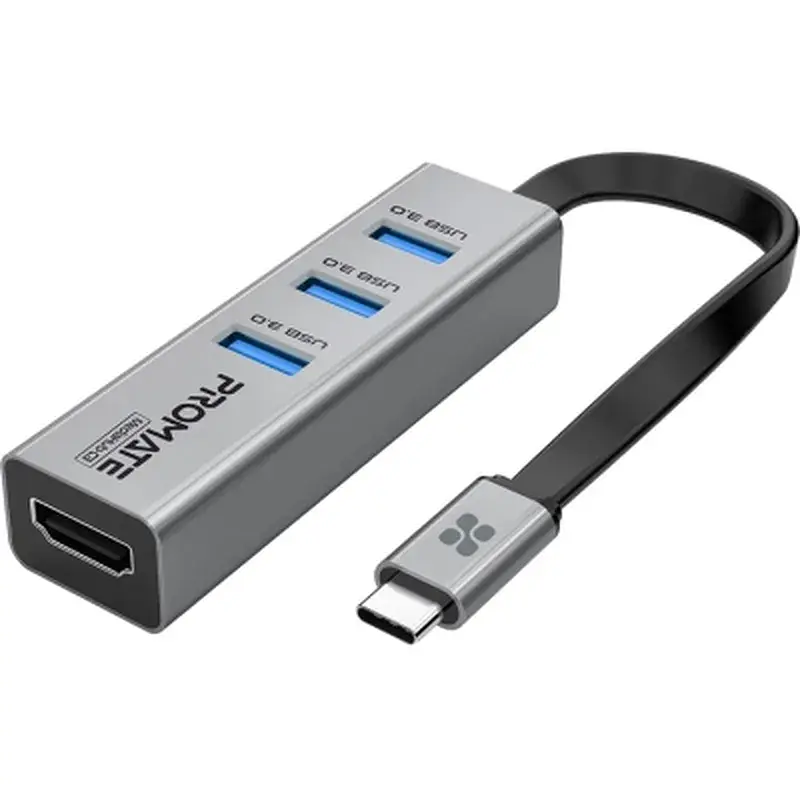 Концентратор Promate USB-C 4-in-1 порти Promate mediahub-c3.grey (mediahub-c3.grey)