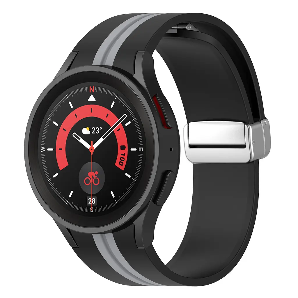 Ремінець для Samsung Galaxy Watch 4 44mm - чорно-зелений ширина кріплення 20мм силікон Watchbands Cls-line (W16-5WB41989099) - фото 2