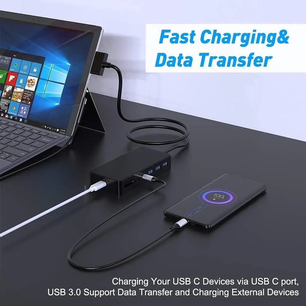 Док-станція Surface Pro для 4/5/6 USB Hub Dock Station з портом Gigabit Ethernet, портом VGA дисплея 4K HDMI DP, портами 3xUSB 3.0 - фото 5