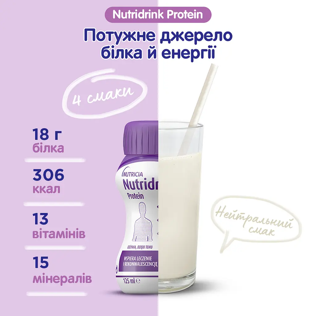 Энтеральное питание Nutricia Nutridrink Protein с нейтральным вкусом 4х125 мл  - фото 3