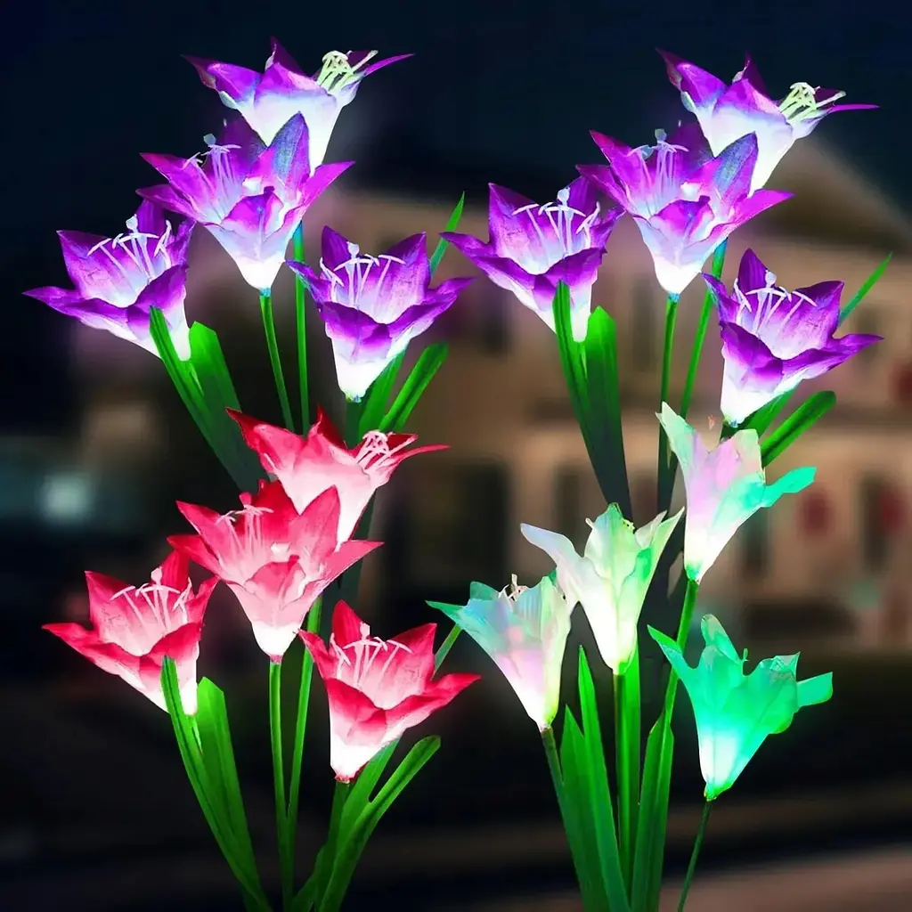 Садова сонячна LED лампа SuperLED у формі лілії - фото 5