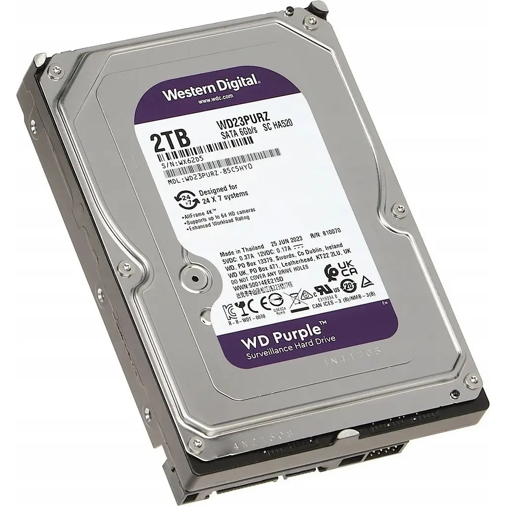 Жорсткий диск Western Digital Purple 3.5" 2TB 5400rpm 64MB SATAIII (WD23PURZ) - фото 2