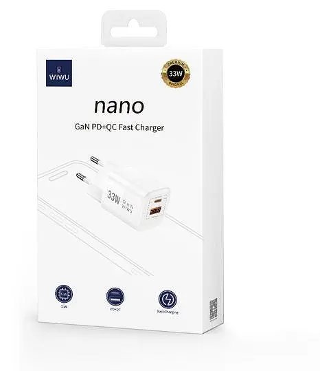 Зарядный адаптер блок питания Wiwu Wi-U008 33 W Wall charger евровилка белый - фото 3