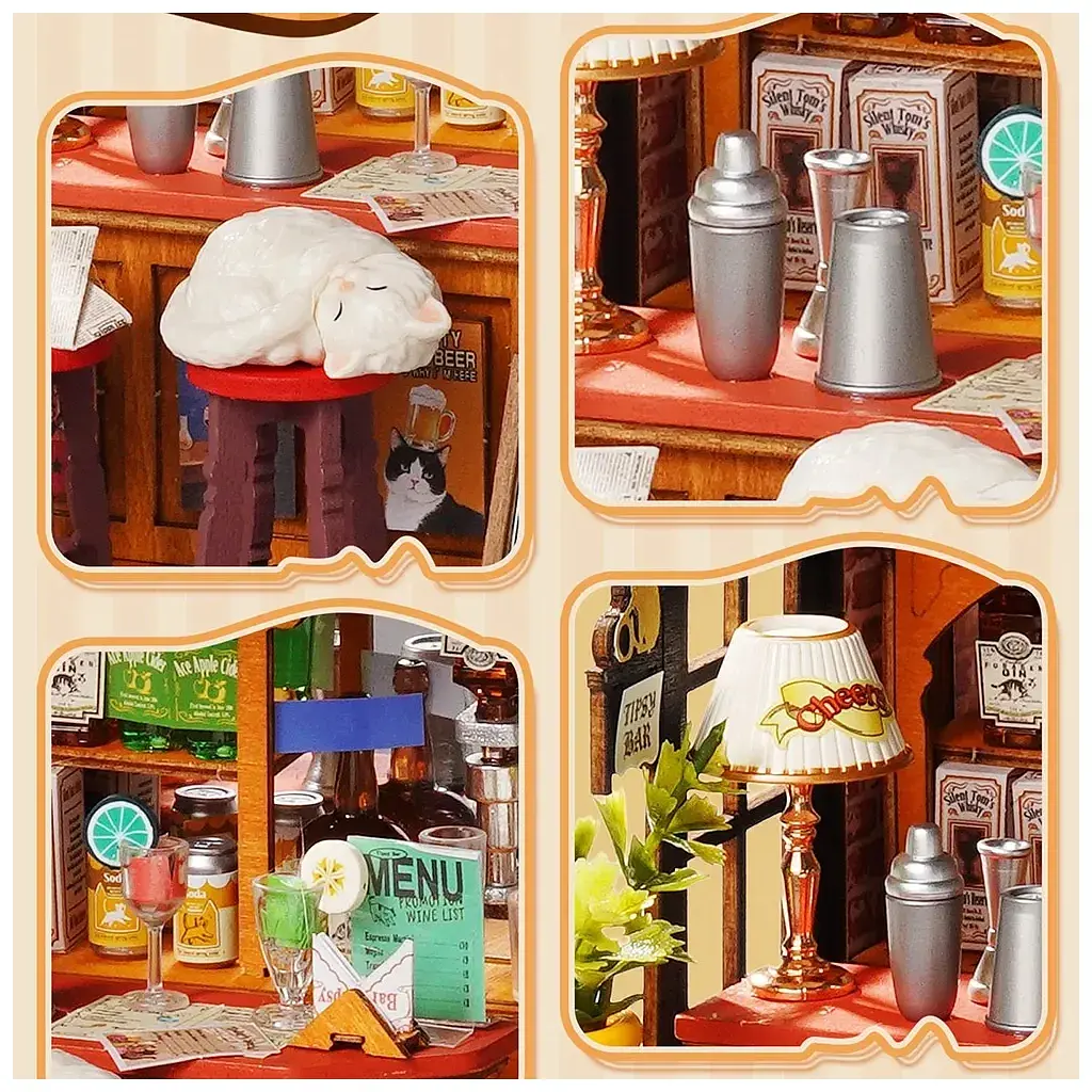 Конструктор Robotime Rolife дерев'яний 3DTipsy Cat Bar (DS054) - фото 3