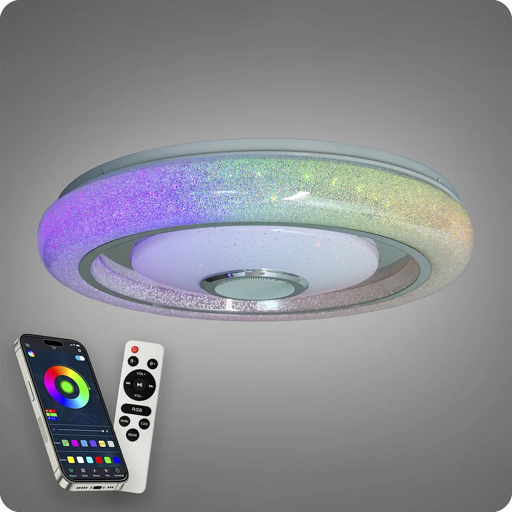 Люстра світлодіодна 517 Dlight RGB з пультом і колонкою 80Вт Білий (02144) - фото 3