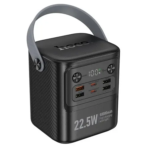 Універсальна мобільна батарея Hoco J152 Tough 22.5W+PD20W+light power bank 80 000mAh Чорний