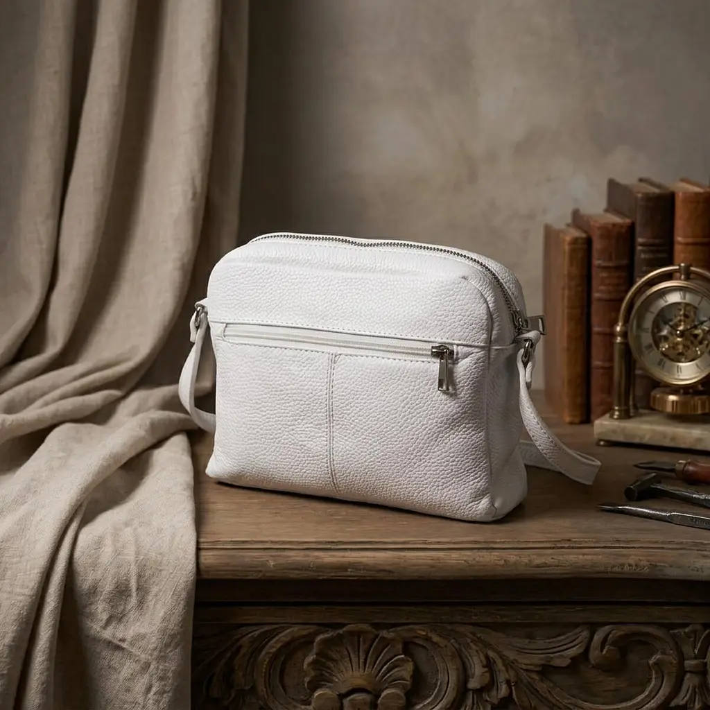 Жіноча сумка крос-боді із натуральної шкіри Grande Pelle 11650 біла - фото 4