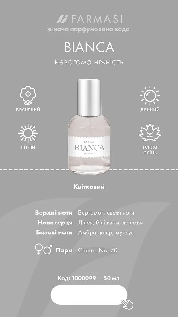 Жіноча свіжа парфумерна вода Farmasi Bianca, 50 мл - фото 5