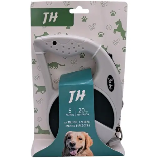 Повідець-рулетка TH Pet Dog для собак вагою до 20 кг сіро-чорний 5 м