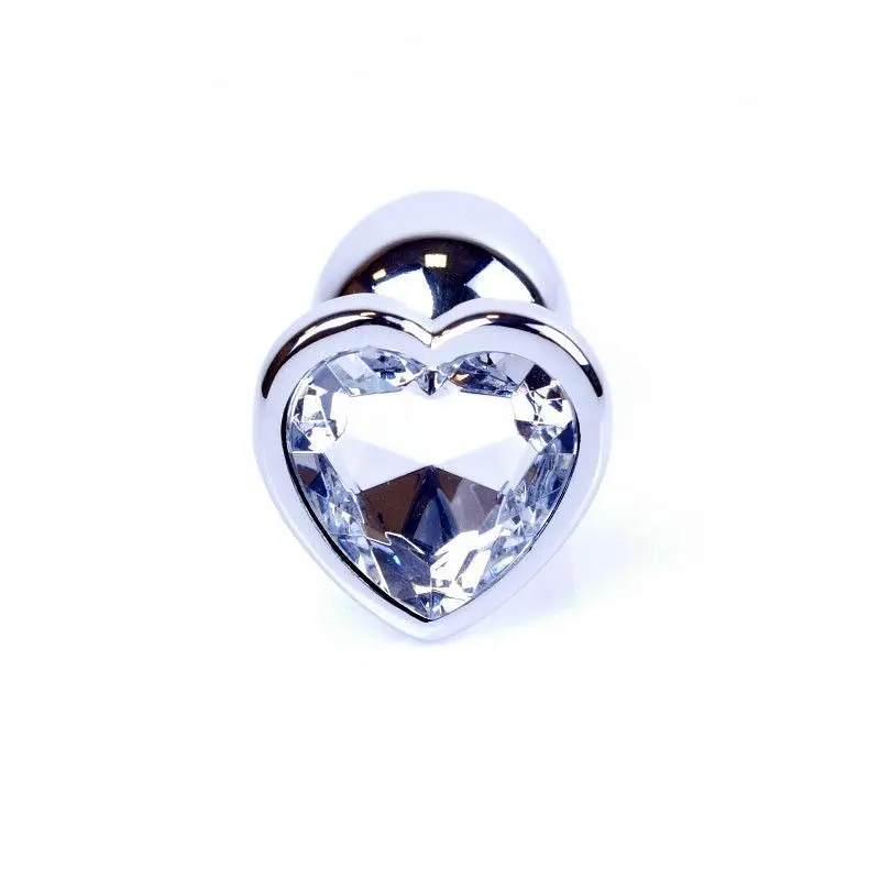 Анальна пробка із кристалом B-Series Jewellery Silver Heart PLUG Clear, 7х2.7 см, прозорий - фото 2