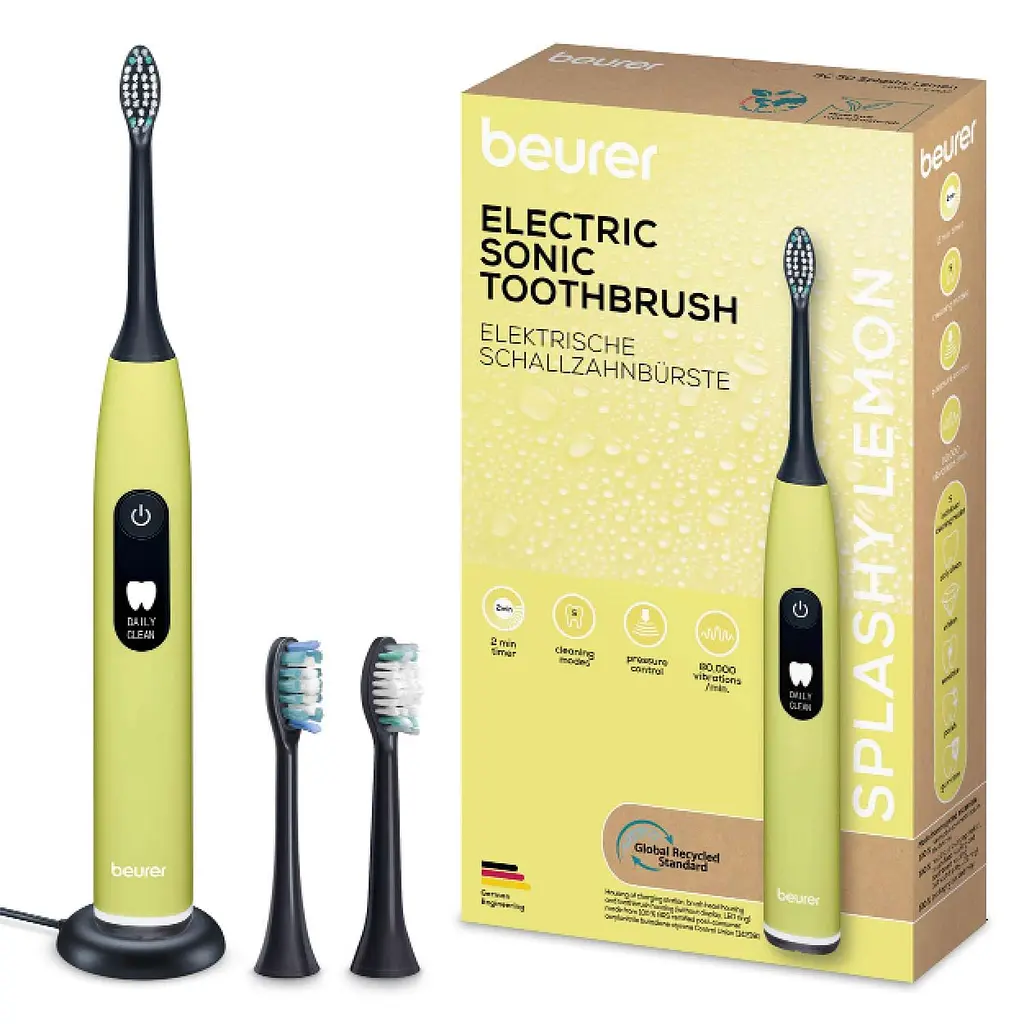 Beurer Щітка зубна електр. Beurer, Splashy Lemon GP, 80т. колів/хв, насадок-2, 5 режимів, лимонний - фото 6