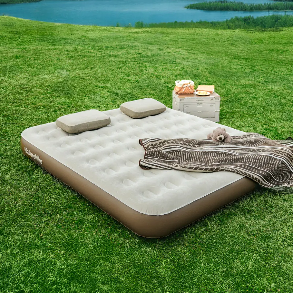 Самонадувний матрац, двомісний, із вбудованою помпою Naturehike CNK2550WS013, 250 мм, біло-коричневий - фото 2