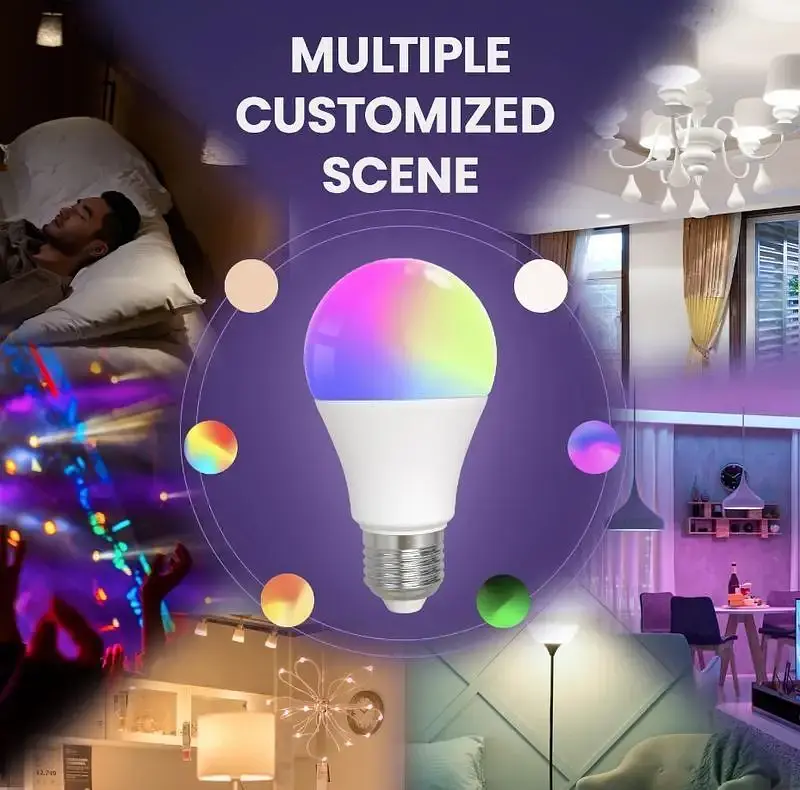 Лампа різнобарвна Moes RGB E27 9 Вт 806 лм розумна з bluetooth (BB-TDA9-RCW-E27-MS) - фото 3