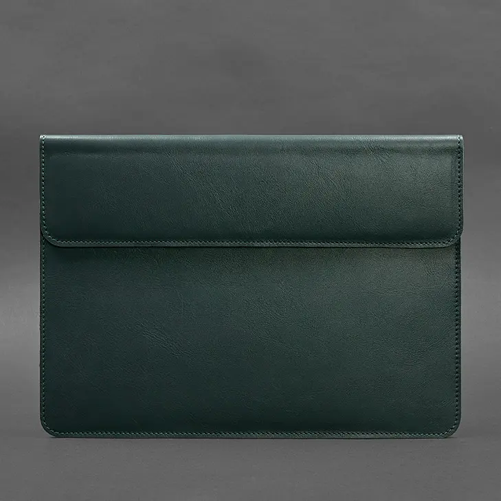 Кожаный чехол-конверт BlankNote на магнитах для MacBook 13 Зеленый - фото 4