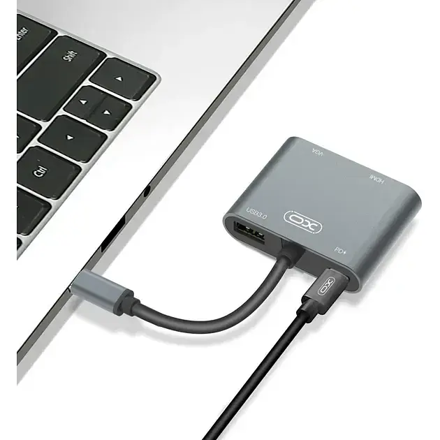 ПК Хаб XO HUB001 4 in 1 сірий - фото 3