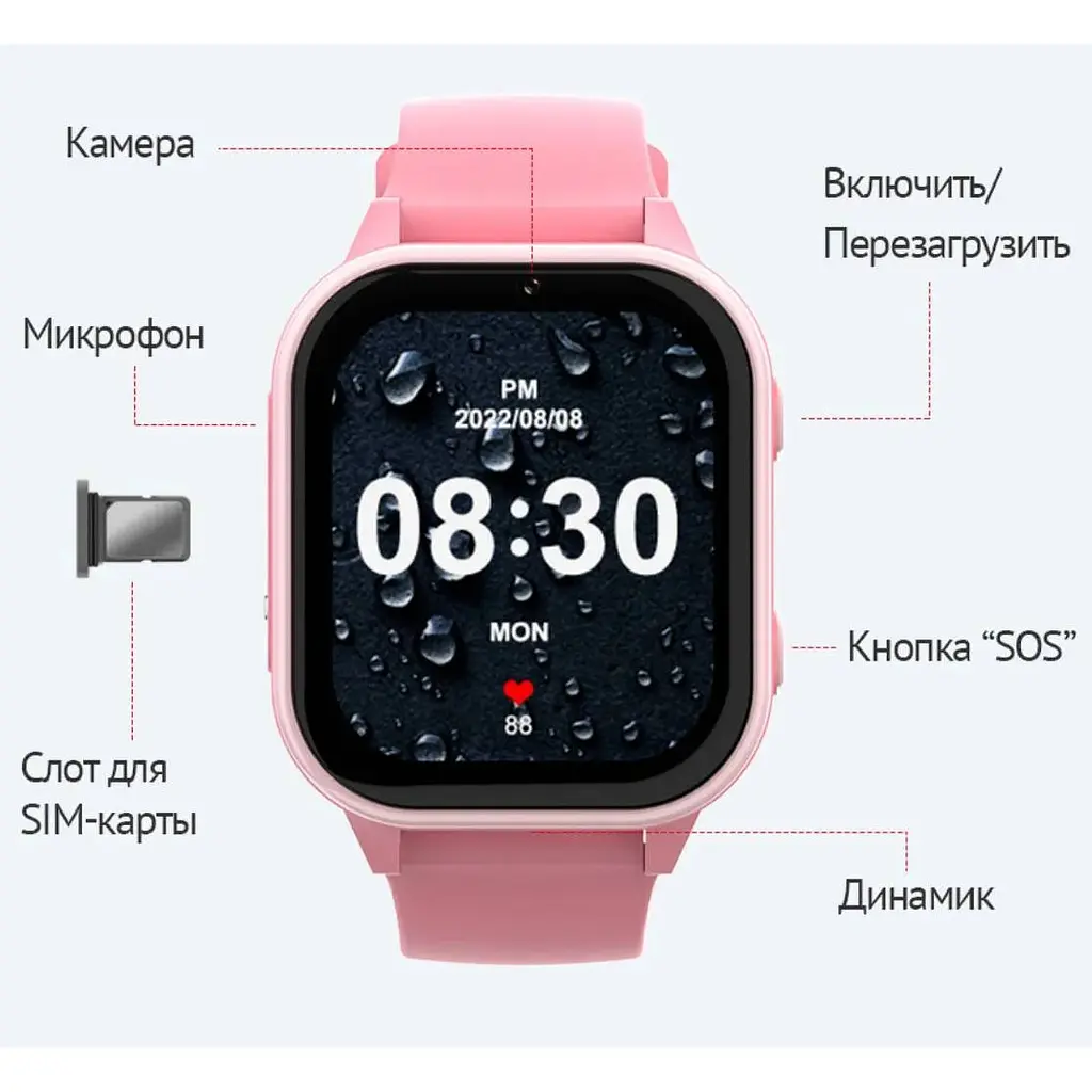 Розумний годинник з відеодзвінком Wonlex KT19 PRO 8GB Pink (SBWKTP8P) - фото 5