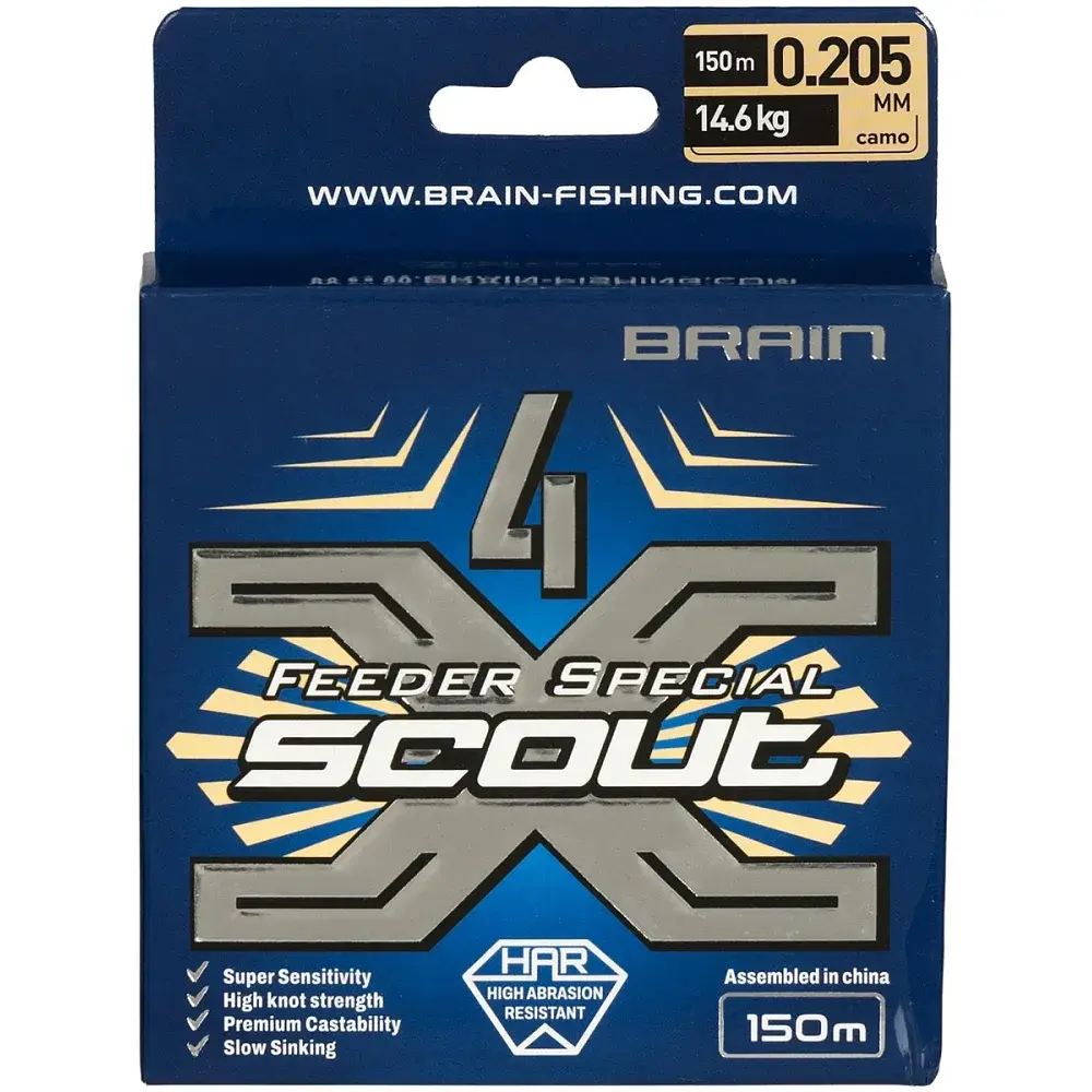 Шнур Brain Scout 4X 150 м (ca мo) 0.205 мм 14.6 кг - фото 2