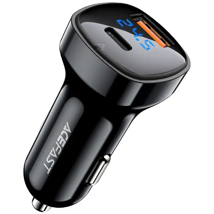 Автозарядка Acefast 2xUSB 66W (USB-C + USB-A) B4 with digital display (6974316280392) - фото 5